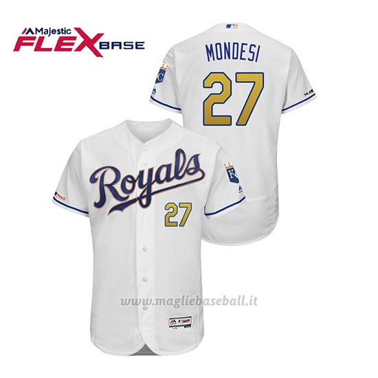 Maglia Baseball Uomo Kansas City Royals Raul Mondesi 150th Aniversario Patch Flex Base Bianco